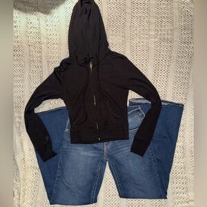 Black Zipper Hoodie for Women